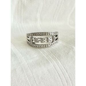 Cubic zirconia 3 row ring size 9
